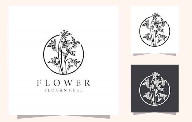 Flower line art logo design