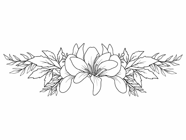 Flower Line Art zwart en wit