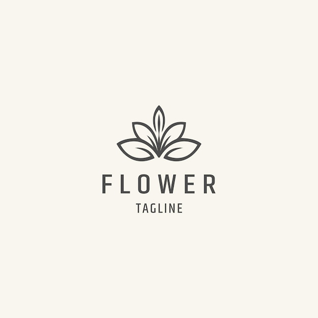 Flower linear premium logo with flat style logo template