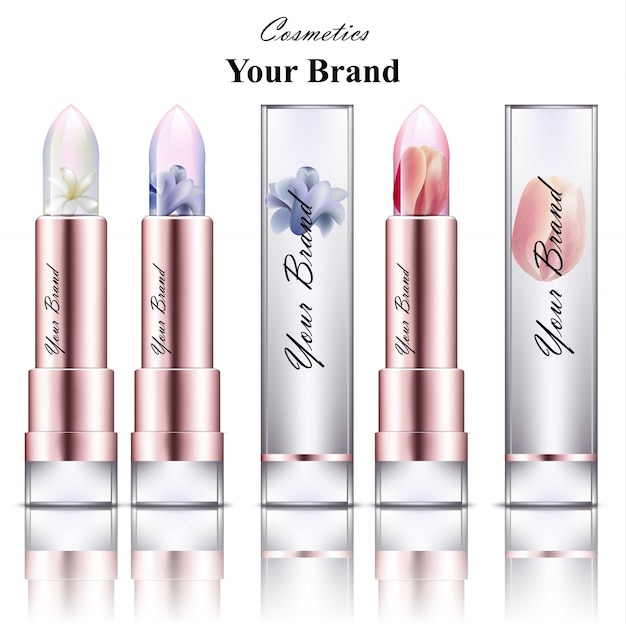 Vector flower lipstick cosmetic