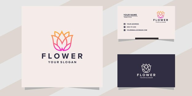 Vector flower logo and business card template