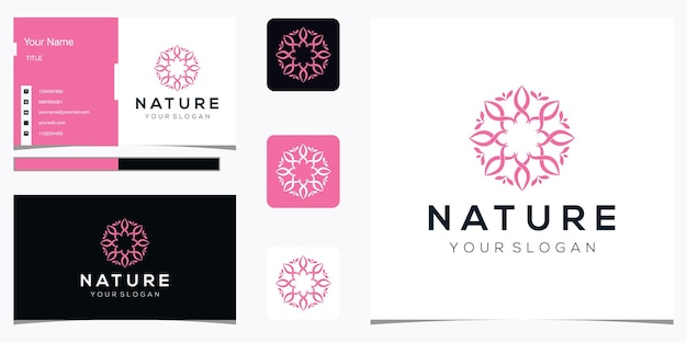 Цветочный дизайн логотипа и визитная карточка