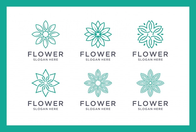花のロゴデザインセット