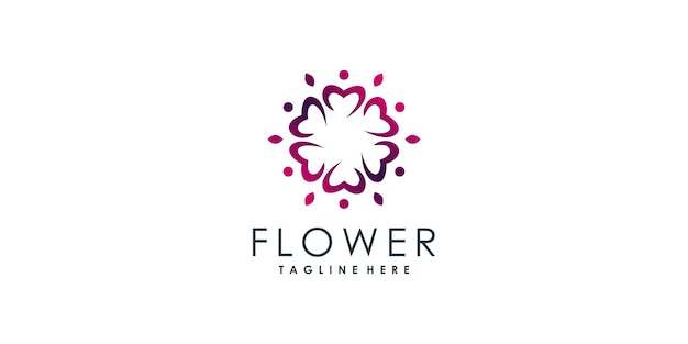 Design del logo floreale con un concetto creativo vettore premium