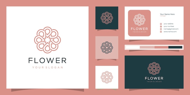 Flower logo design with line art style. can be used for spa, beauty salon, decoration, boutique.