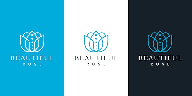 Flower logo design with line art style.