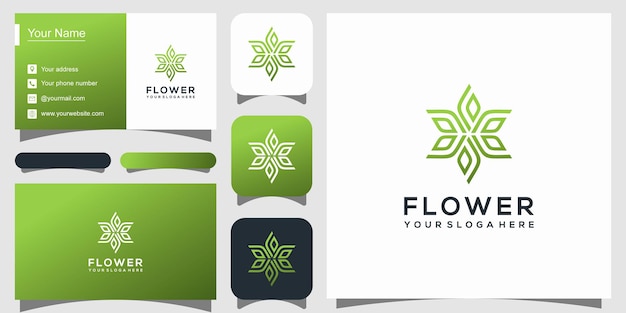 Design del logo del fiore con stile art line