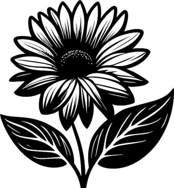 Flower Logo Monochrome Design Style