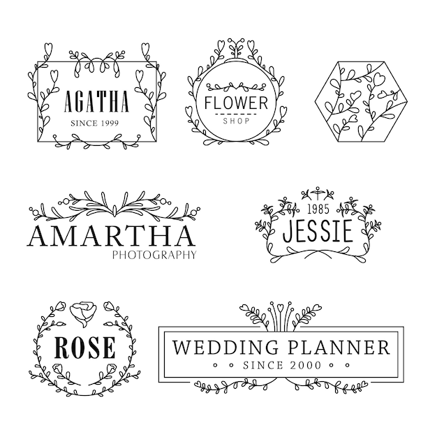 Vector flower logo templates feminine florist concept