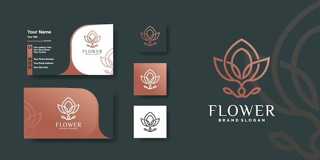 Flower logo with creative line art