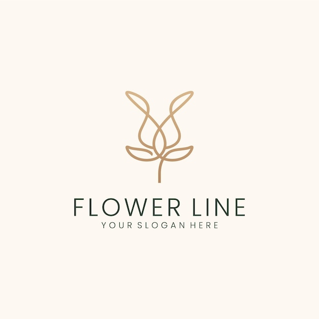 Flower logo with line art style