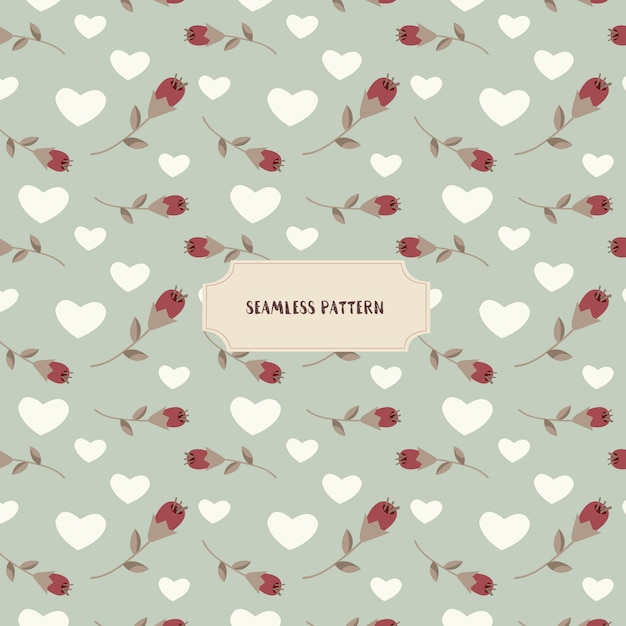 Flower and Love Seamless Pattern