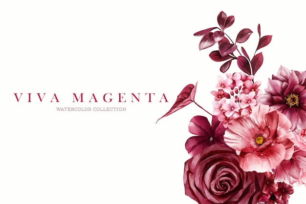Flower magenta bouquet watercolor vector background