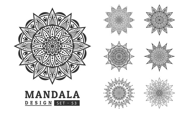 Illustrazione vettoriale del set di design di sfondo flower mandala