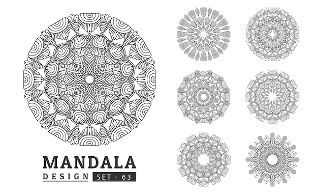 Vector flower mandala background design set vector illustration