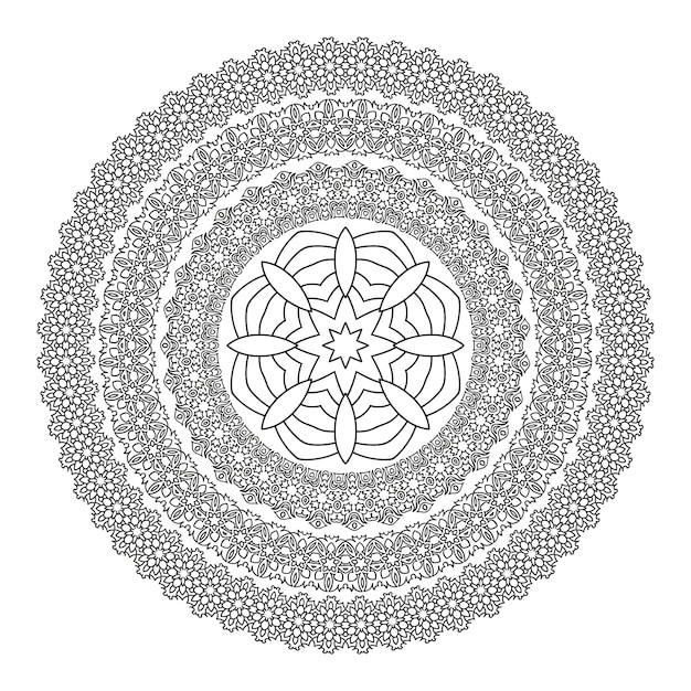 Flower mandala per libro da colorare. modello di hennè etnico in bianco e nero.