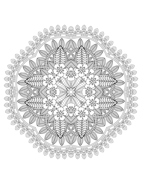 Flower mandala coloring page floral coloring book for adults and hand drawn flower illustration