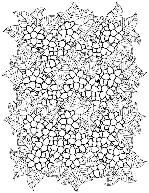 Flower Mandala coloring page Hand drawn flower illustration Mandala coloring page for adult