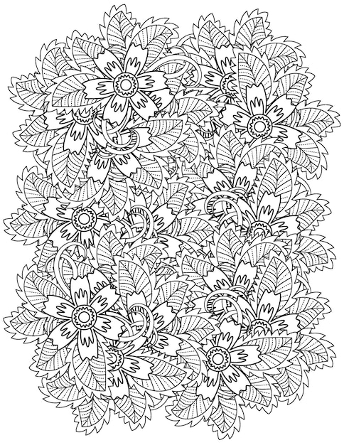 Flower Mandala coloring page Hand drawn flower illustration Mandala coloring page for adult