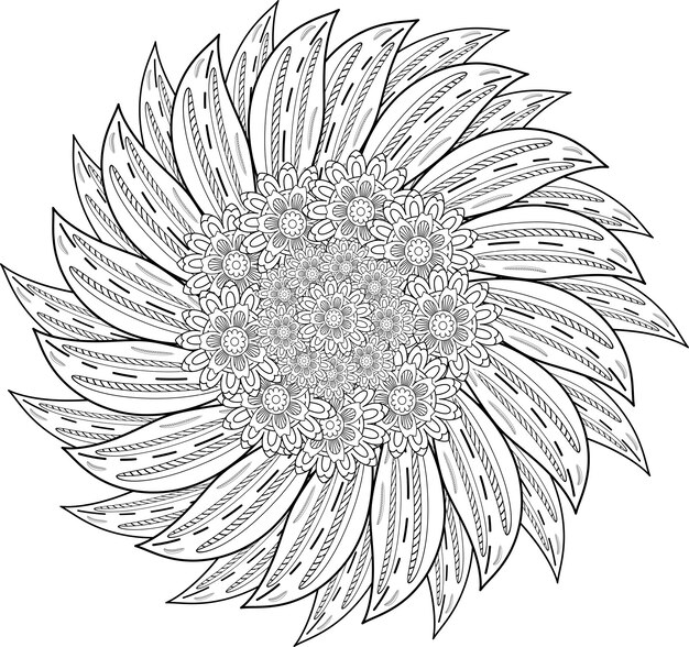 Vector flower mandala coloring page