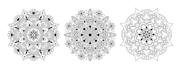 Fiore mandala. elementi decorativi. islam, arabo, indiano, marocchino, spagna, turco