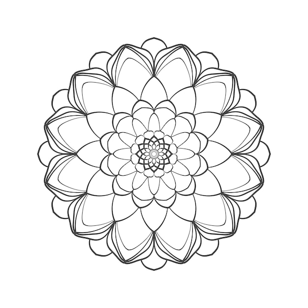 Vector flower mandala outline coloring book page for adults ornamental round pattern oriental style