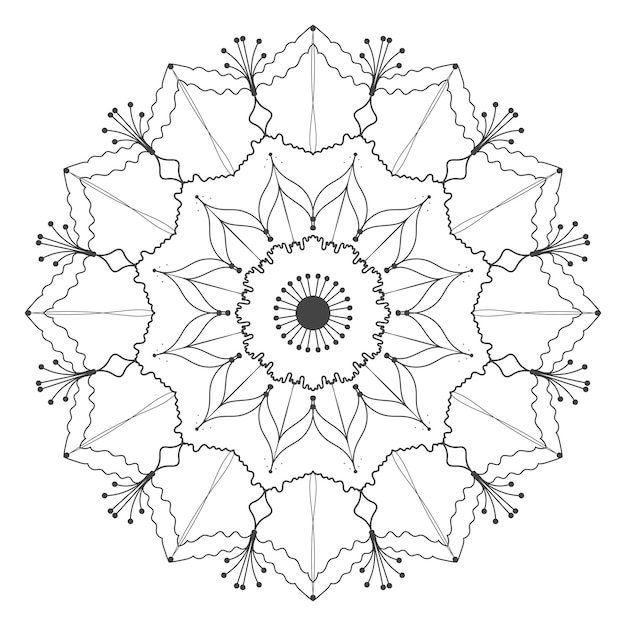 성인용 꽃 만다라 개요 색칠하기 책 페이지 장식용 원형 패턴 오리엔탈 스타일