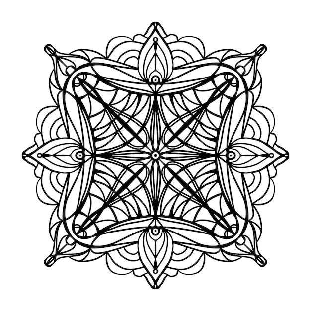 Flower Mandala Outline Decorative Ornament for Coloring book Premium vector