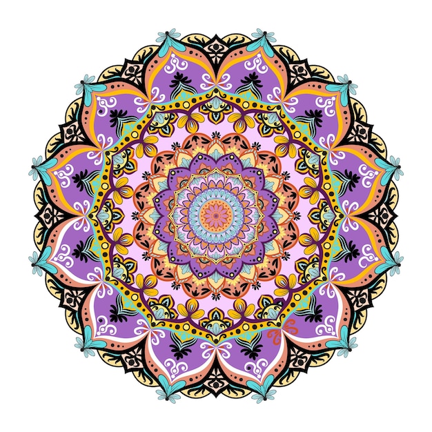 Цветочная мандала Круглый кружевной орнамент мандалы в этническом стиле