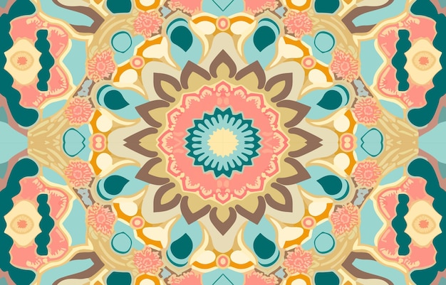 Flower mandala seamless pattern pastel tone Abstract graphic fabric line modern elegant minimal