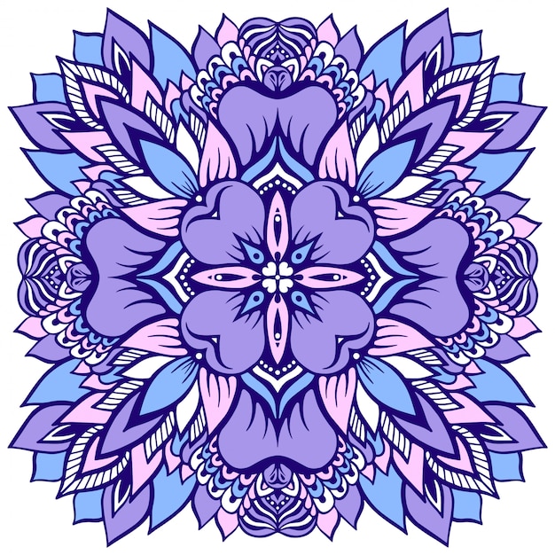 Flower mandala in soft purple.  illustration