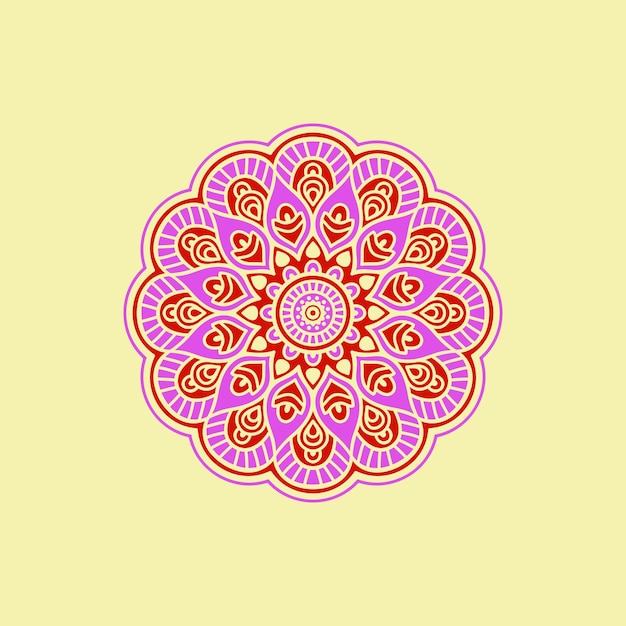 Fiore mandala arte vettoriale su sfondo giallo