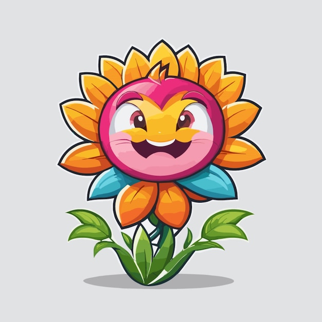 Vector flower mascot vector on a white background