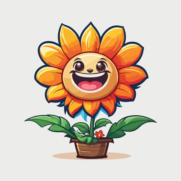 Flower mascot vector on a white background