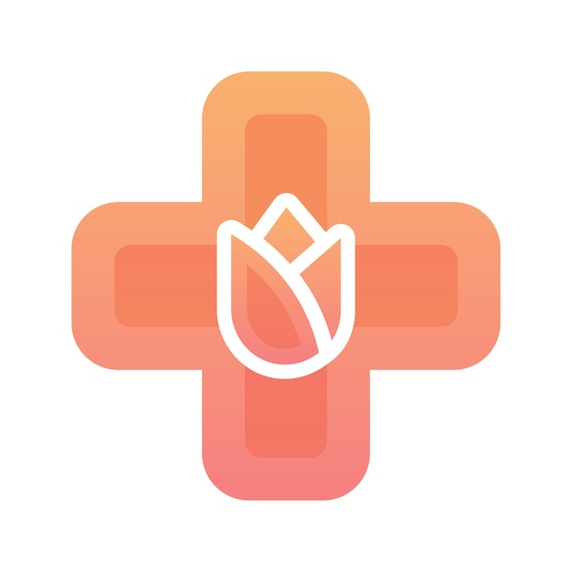 Значок шаблона логотипа цветочного медицинского градиента