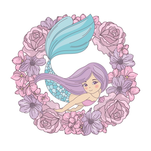 Vector flower mermaid floral wreath