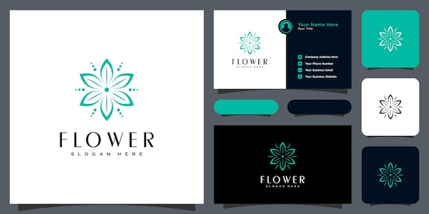 Цветочный монохромный роскошный логотип с дизайном визитной карточки