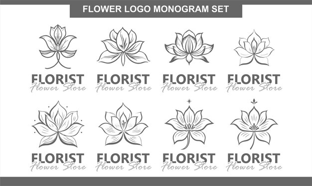 Vettore collezione di set di logo flower monogram dal design lussuoso