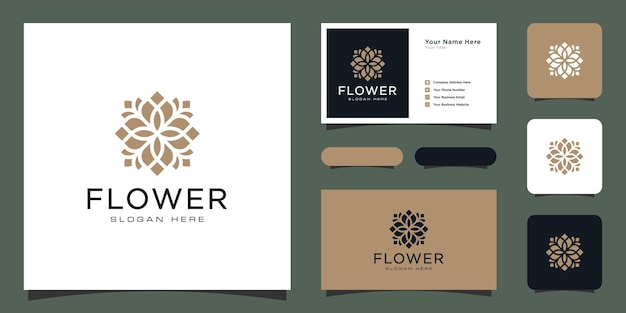 flower monoline luxury logo with business card design