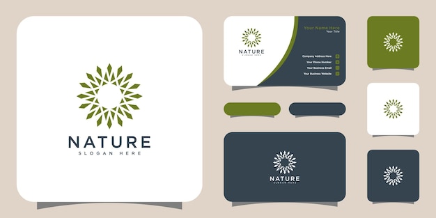 Flower nature luxury logo with business card