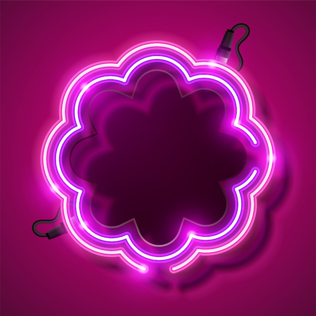 Vector flower neon banner.