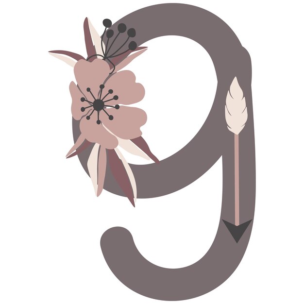 Flower numbers, flower compositions, cute graphic elements to create your own designs