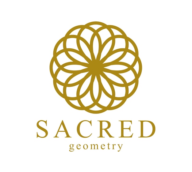 Vector flower of life esoterische heilige geometrie oud symbool geïsoleerd op witte achtergrond het beste voor boutique of hotel of spa of schoonheidsalon logo of embleem