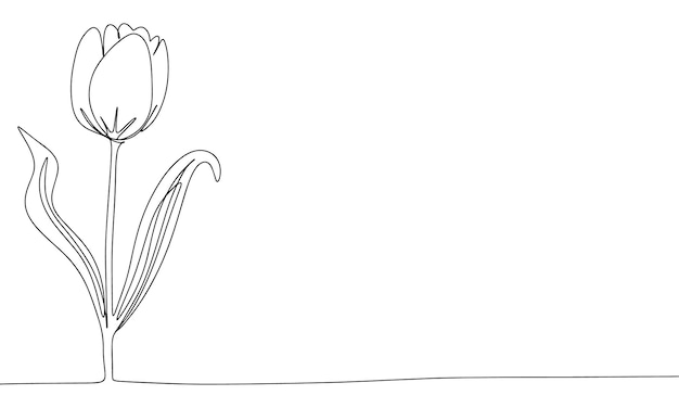 透明な背景に隔離された花 一行連続 線画 手描きのベクトル