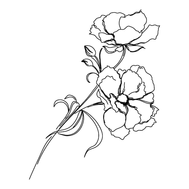 Flower One Line Drawing. Floral Minimalistic Style. Nature Symbol. Botanical Print. Continuous Line