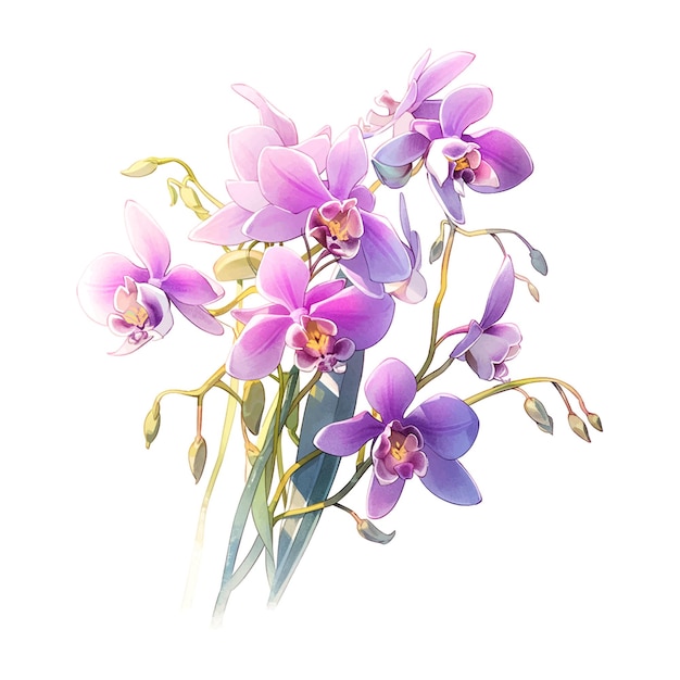 Vector flower orchid watercolor botanical bloom