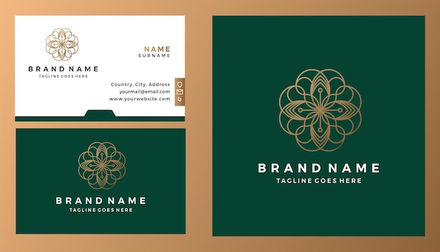 Flower ornament logo design and business card template