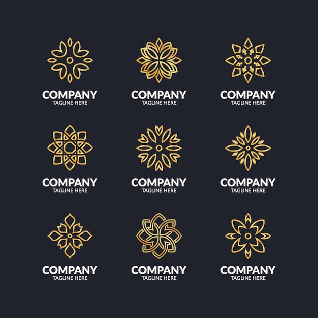 Flower ornament logo and icon collection