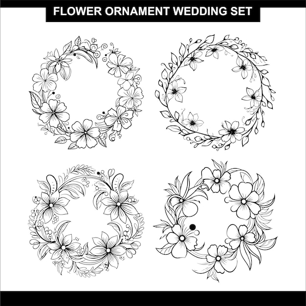 Vector flower ornament wedding set collection bundle luxirous design 3