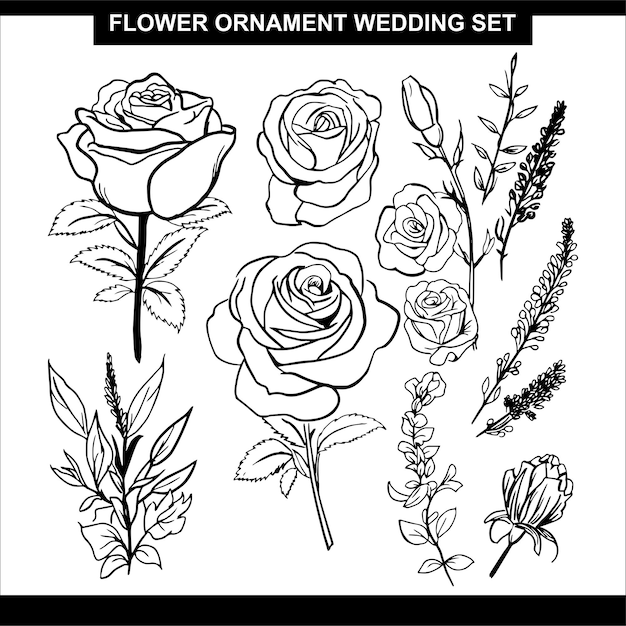 Vector flower ornament wedding set collection bundle luxirous design 3